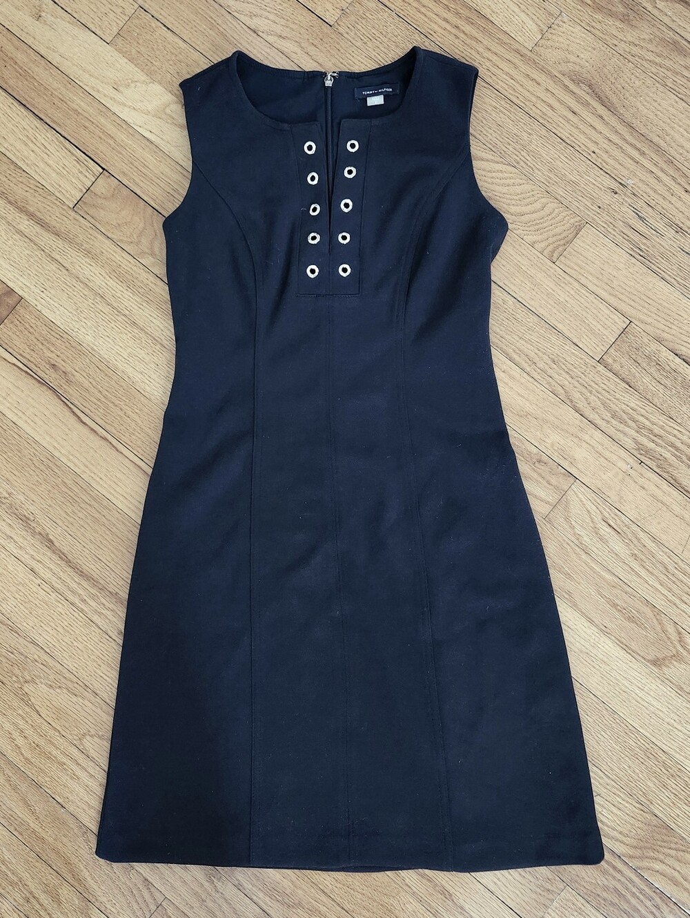 Tommy Hilfiger Navy Blue Sleeveless Midi Dress with Eyelets